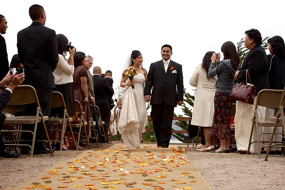 Hand in hand down the aisle